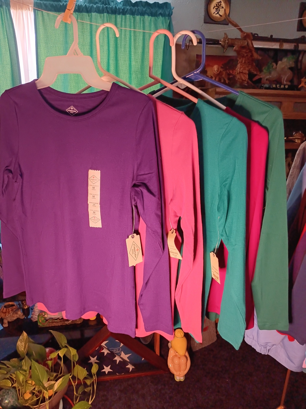 St. John's Bay Long Sleeve Tee - Purple, Pink, Teal, Green, Bundle Of 5